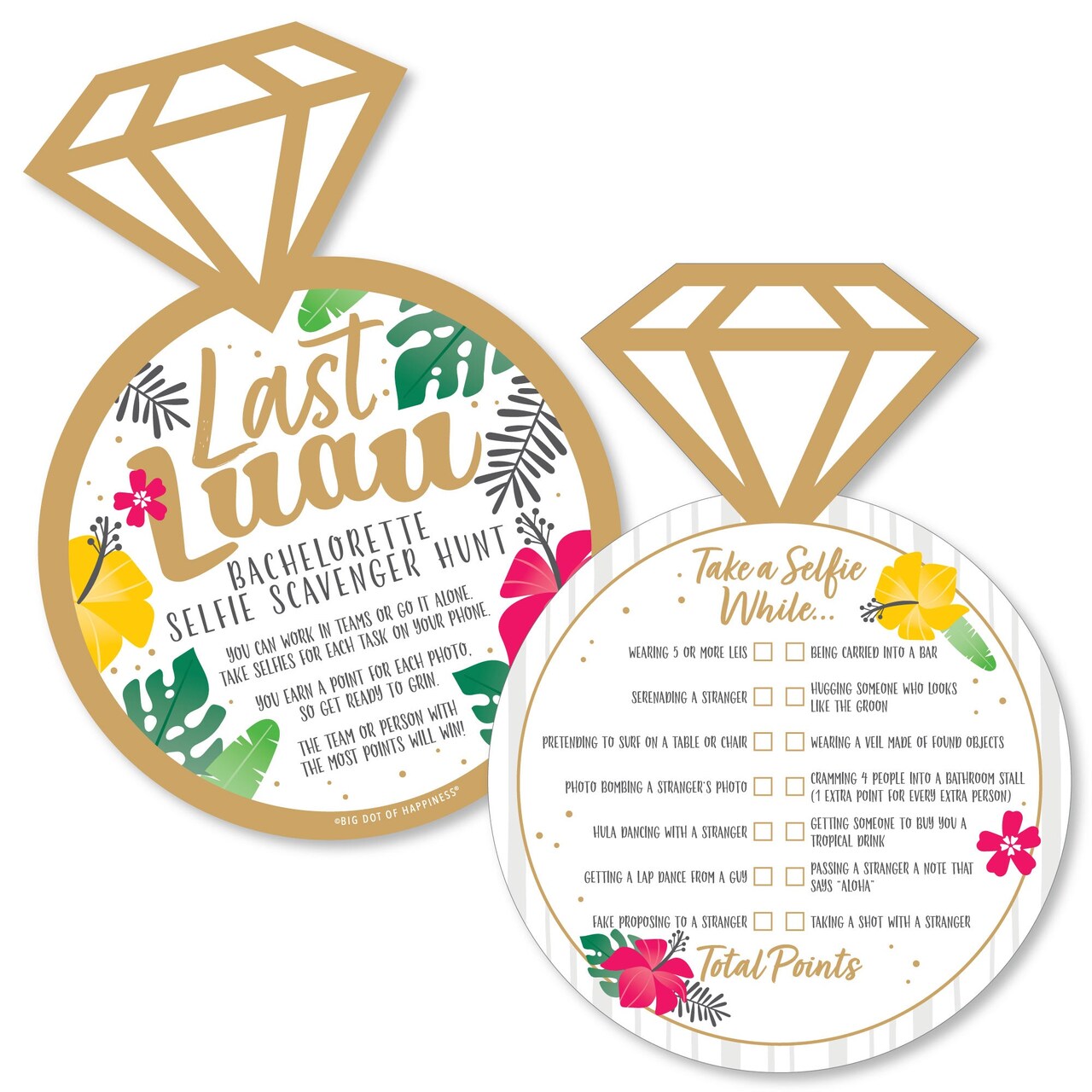 Big Dot of Happiness Last Luau - Selfie Scavenger Hunt - Tropical Bachelorette Party and Bridal Shower Game - Set of 12